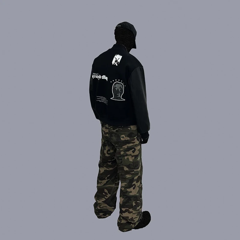 

Jacket For Men Trendy Baseball High-End American Embroidered Leather Sleeves Wool Flight Vibe 2024 New Spring Summer