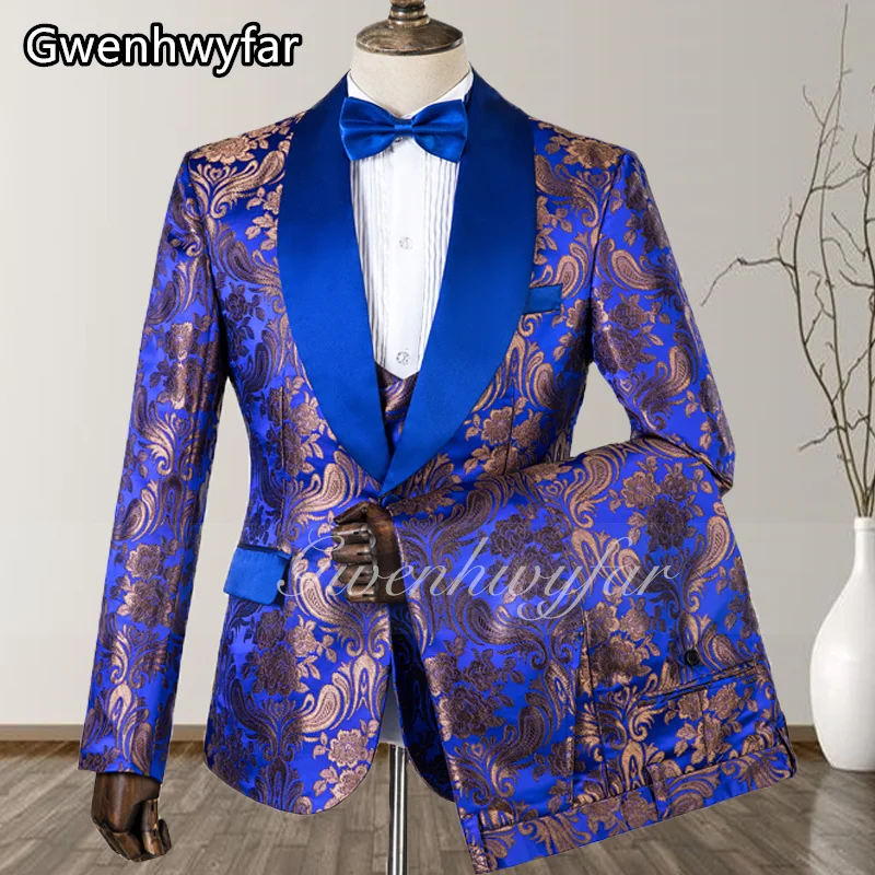 Royal Blue Slim Fit Custom Made Mens Suits 2022 Wedding Suits For Groom
