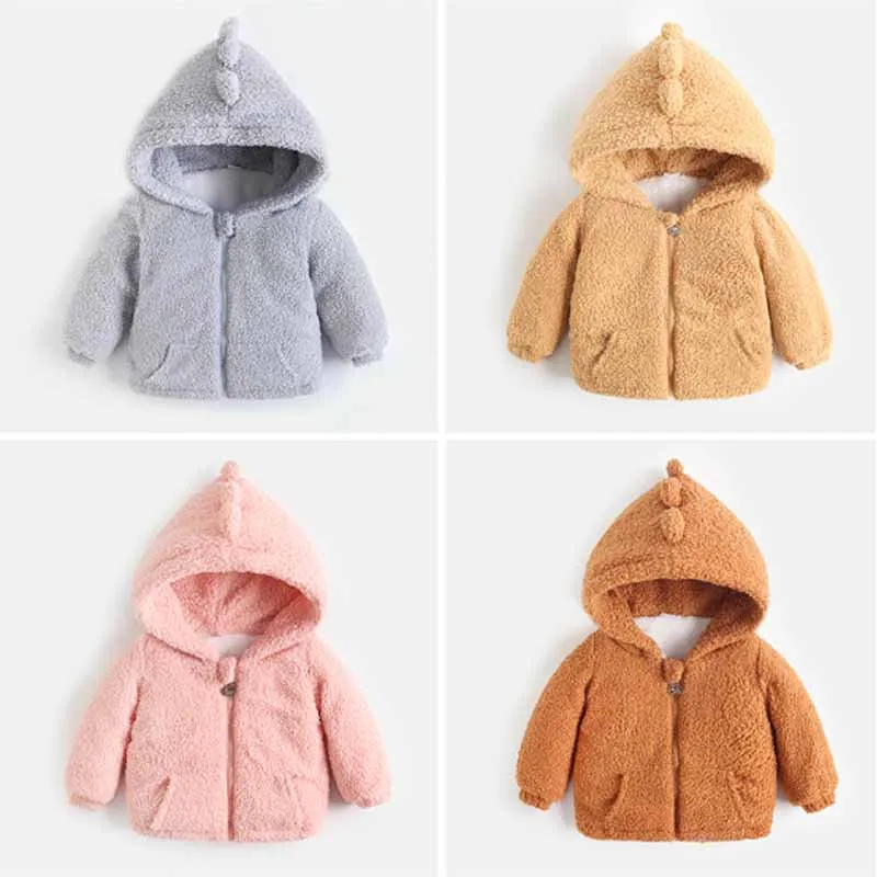 Boys Padded Thickened Outerwear Girls Winter Warm Hooded Solid Color Coat Autumn Children New Casual Cotton Clothes 12M-5Y