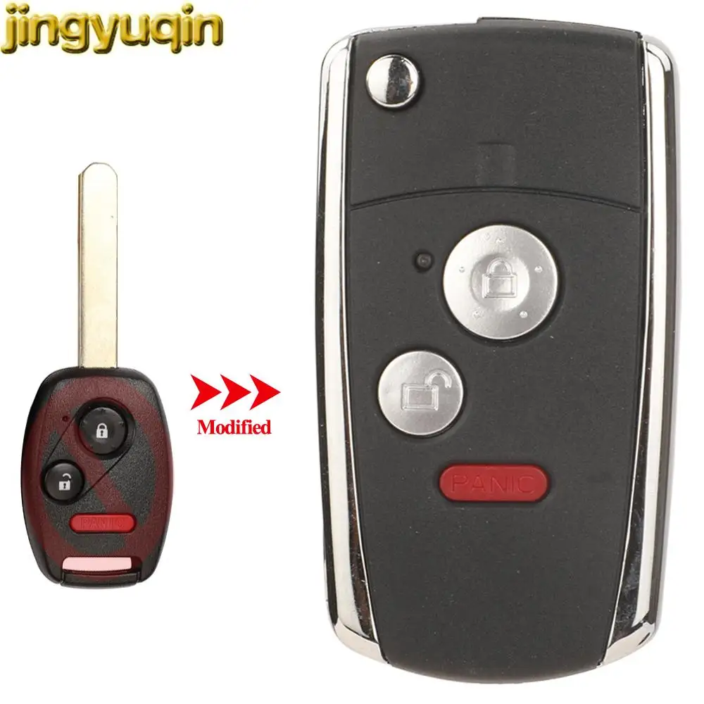 

Jingyuqin 3 Buttons Flip Remote Car Key Fob Shell For Honda Accord CIVIC STREAM 2006 2007 2008 2009 2010 2011