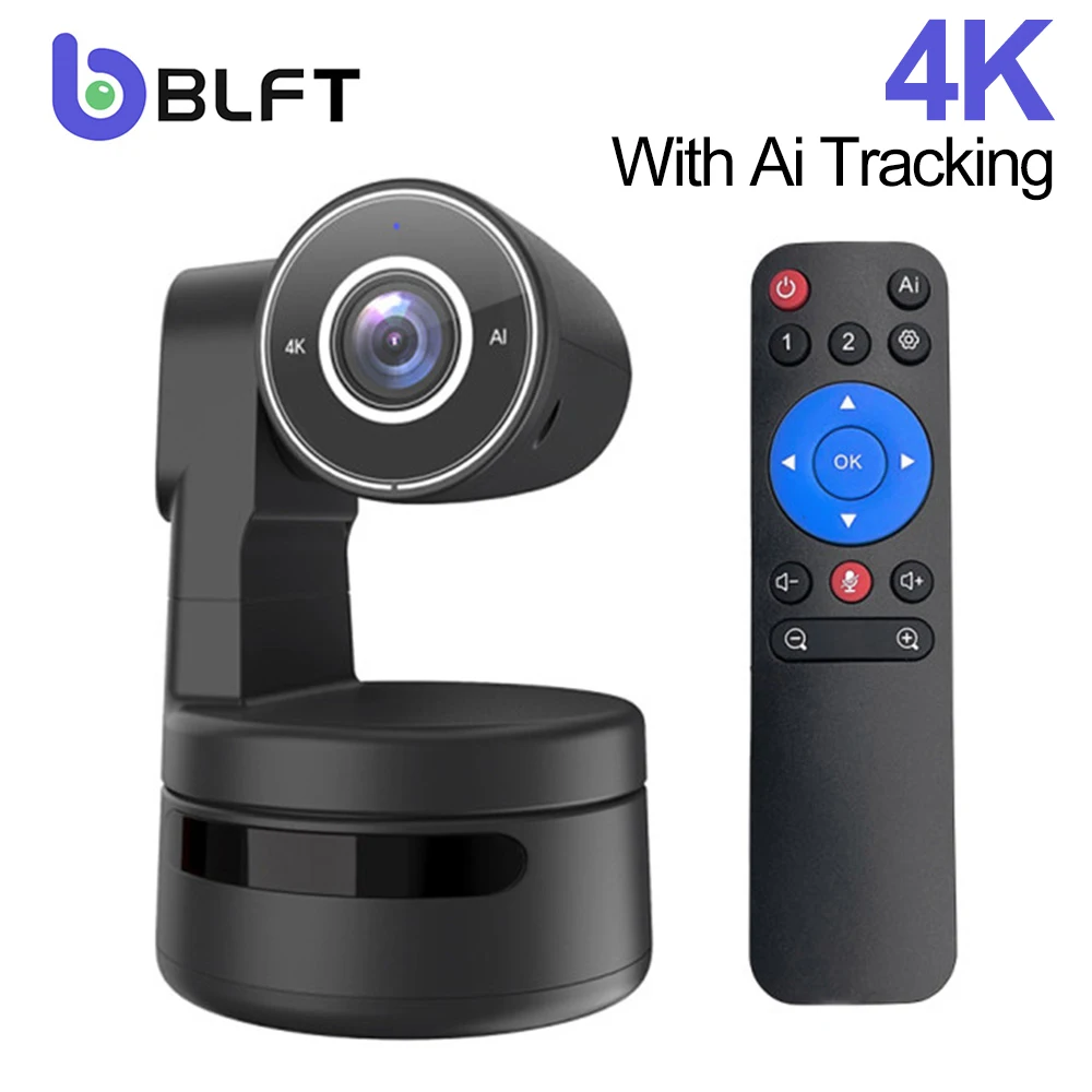 4K PTZ Webcam  AI Auto Framing 3X Digital Zoom Privacy Protection Gesture Control USB Camera with Mic for Video Calls Youtube