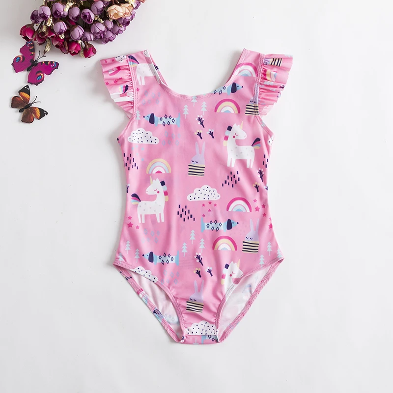 Baby Girls Unicorn Swimsuit One Piece Summer Backless Bathing Suits Children Swimwear Girls Swimming Outfits Kids Beachwear 4