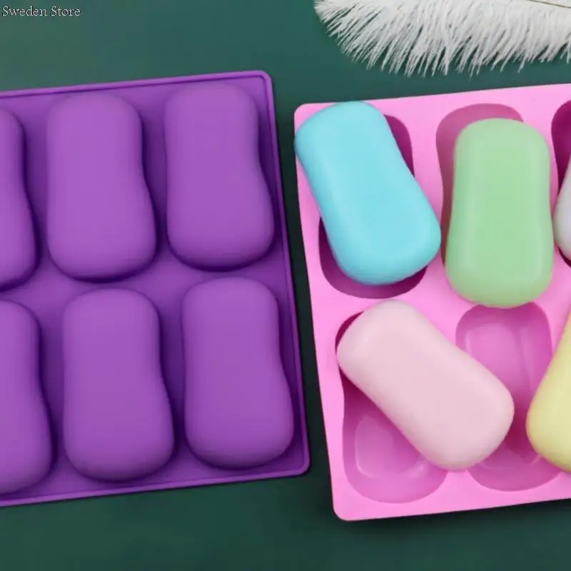 6 Cavity Silicone Mold for Making Soaps 3D Plain Soap Mold Rectangle DIY Handmade Soap Form Tray Mould