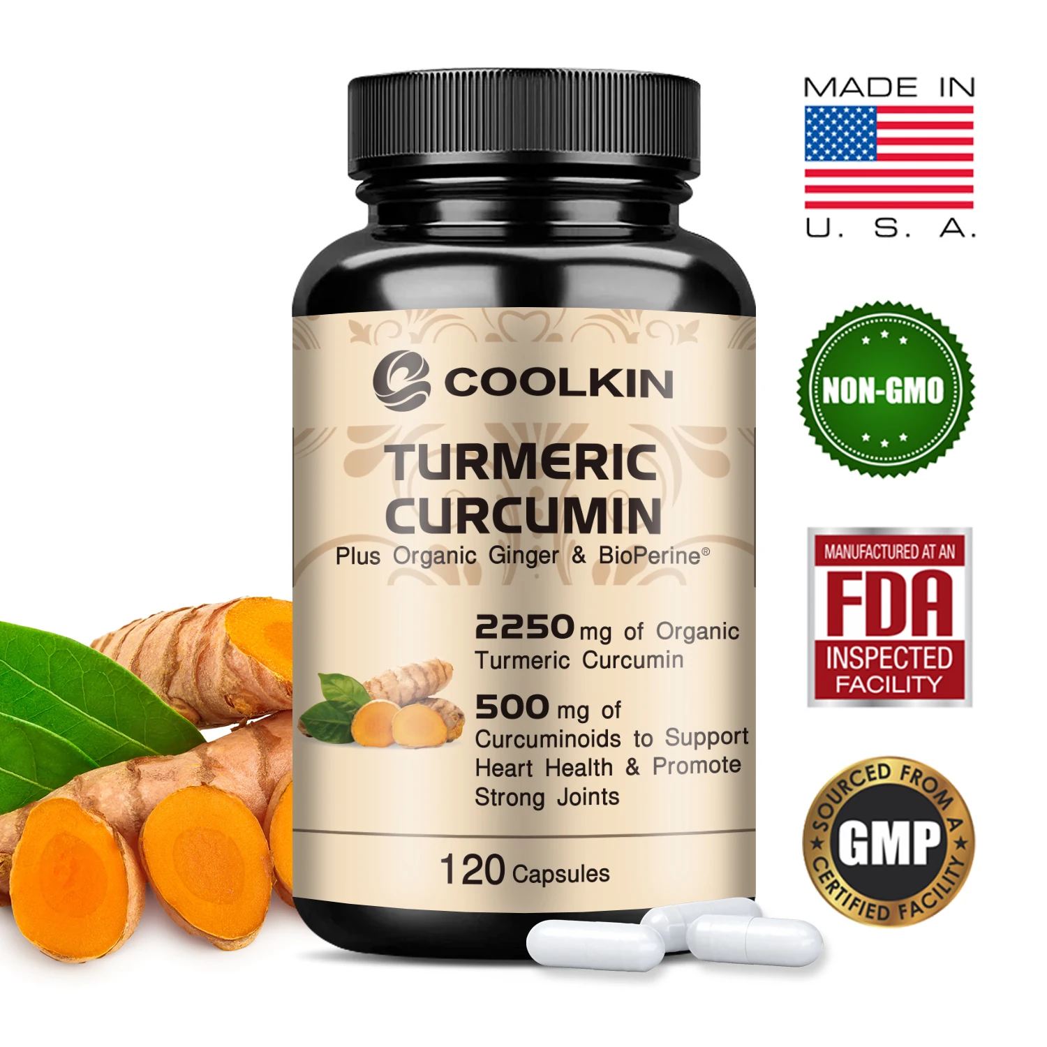 

Curcumin Turmeric - Supports Joint and Bone Health, Pain Relief, Non-GMO