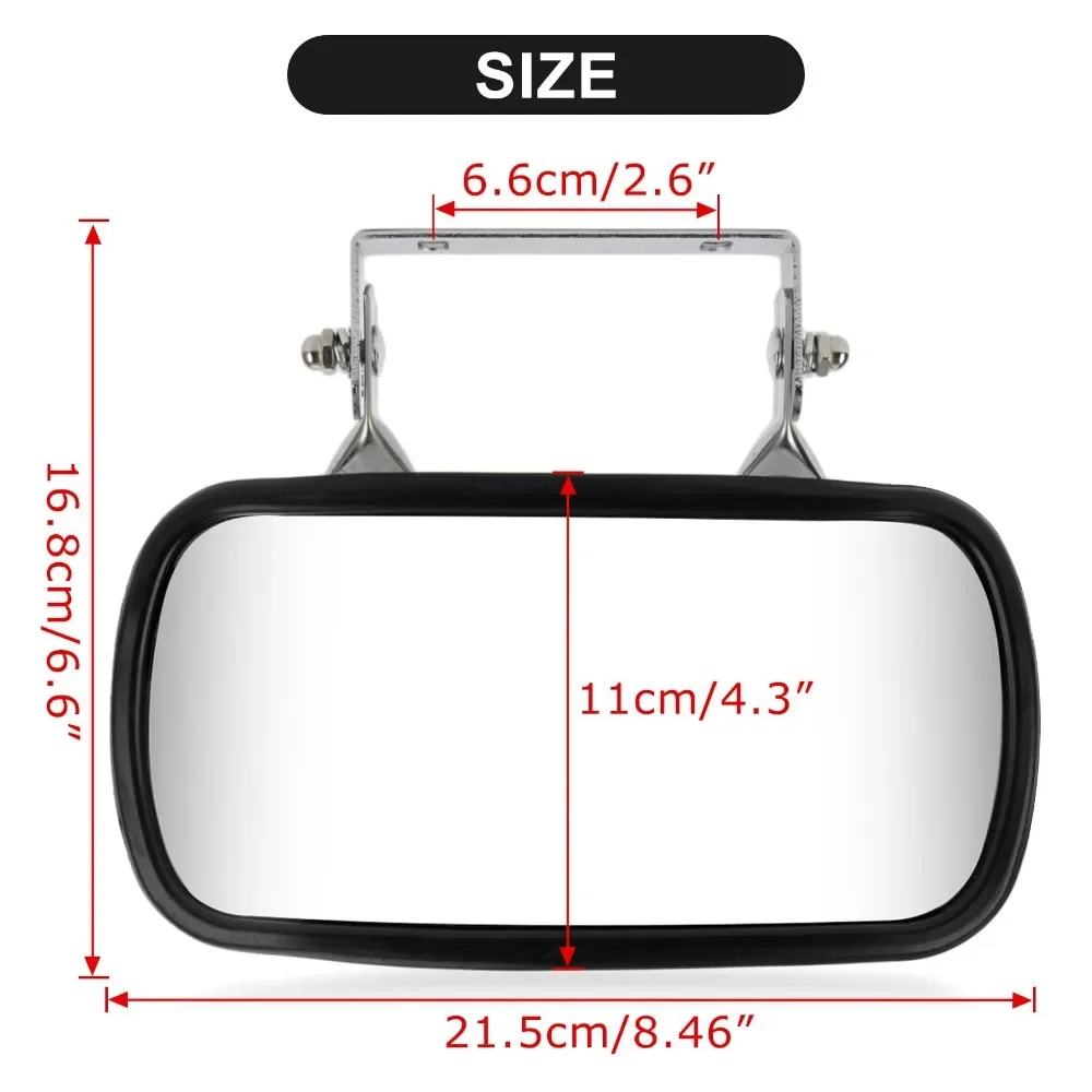 Motorcycle Tractor Convex Mirror ruck Mirror Stainless Steel Rear View Rectangular Side Universal