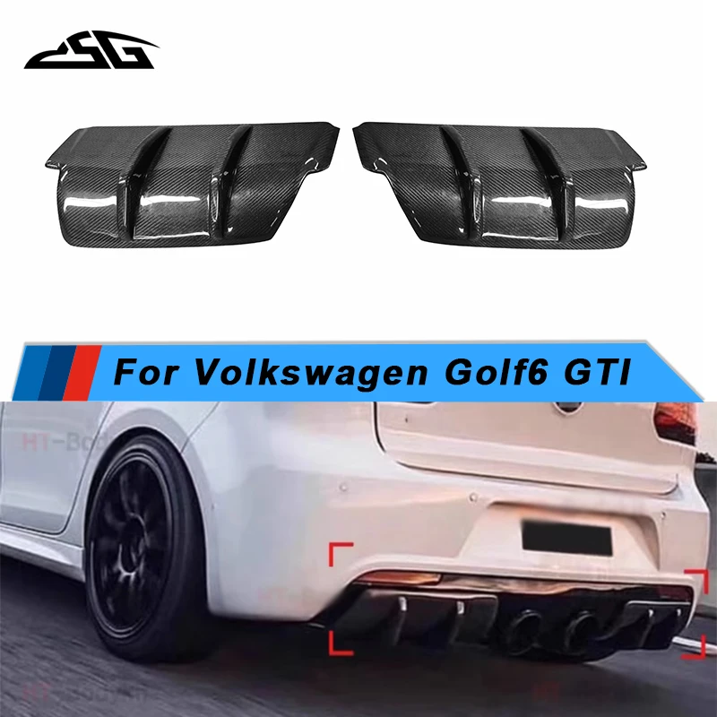 For Volkswagen Golf 6 R20 Carbon Fiber Rear Bumper Diffuser Lip Spoiler ...
