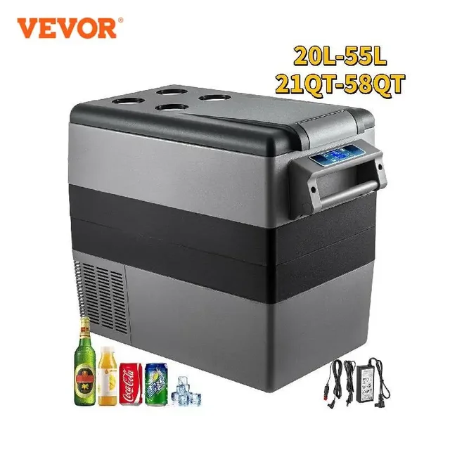 VEVOR 20L 22L 35L 45L 55L Car Refrigerator Mini Fridge Freezer Portable Compressor Cooler 12/24V DC 110-240V Ice Box for Camping 1