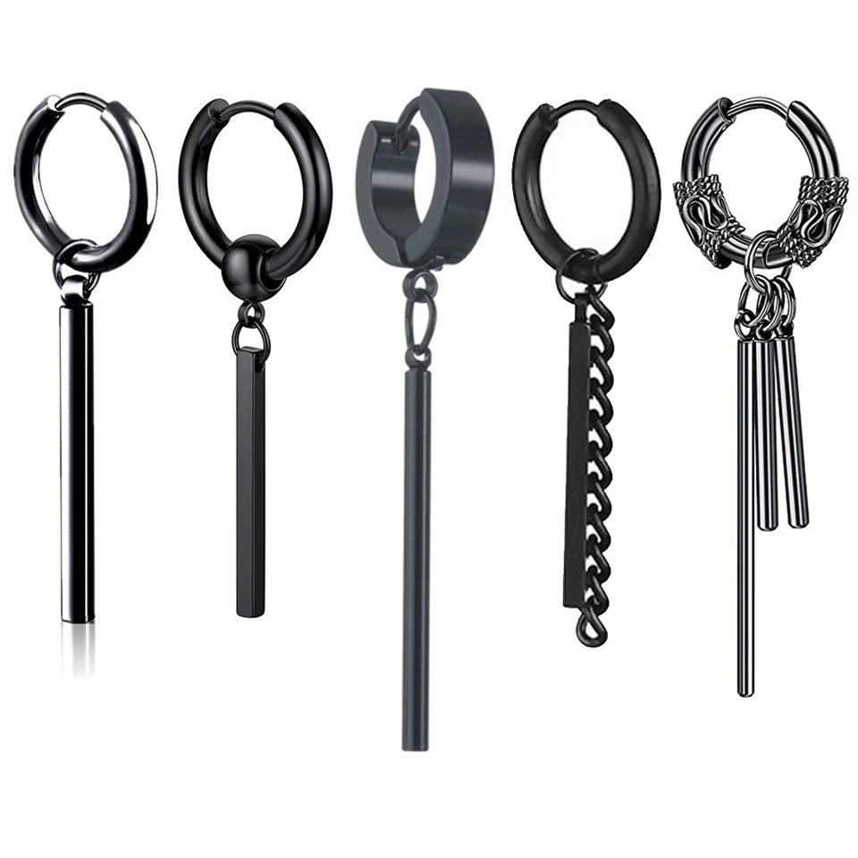 Orecchini Acciaio Inox Punk Orecchini Huggie Clip-On In Acciaio - Foto 3