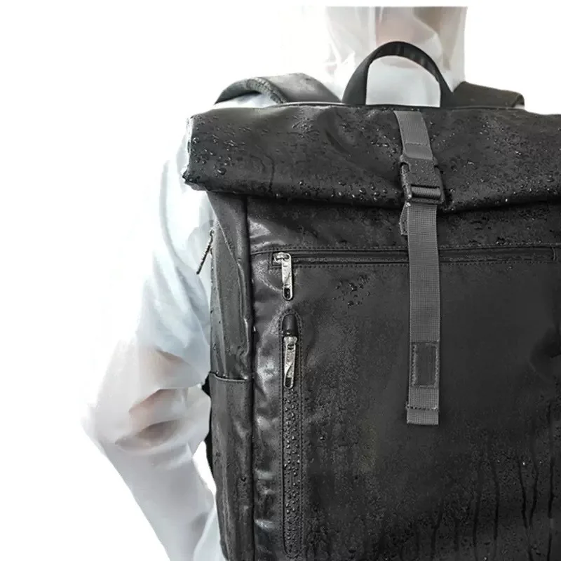 Men's roll up backpack, simple and fashionable, niche roll up top computer travel backpack