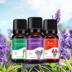 Aromatherapy Essential Oils Set - Rose, Lavender, Lemon, Peppermint, Lemongrass, Sandalwood - 10ml