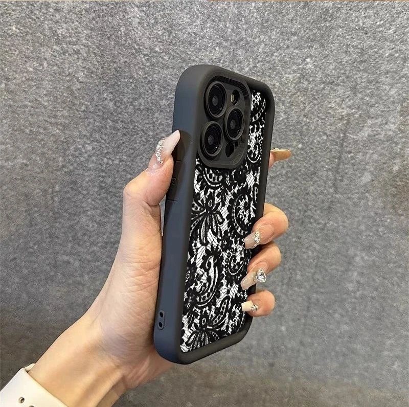 Elegant Black Lace Pattern Soft Phone Case Cover