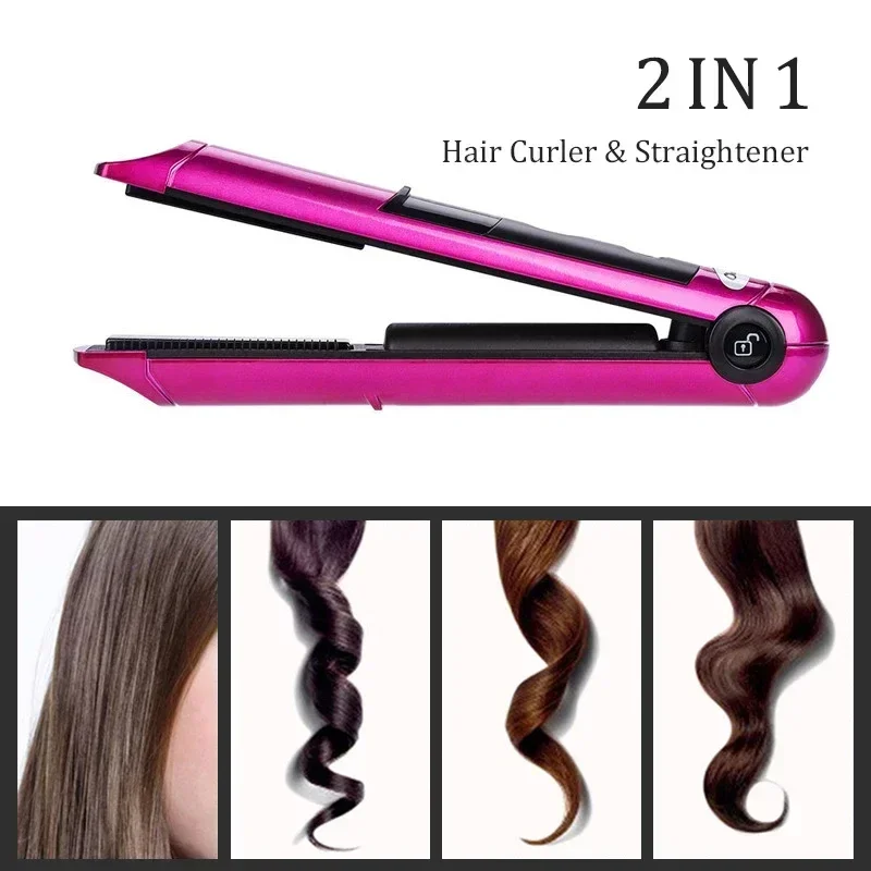 Wireless Electric Heating Hair Straightener Curler For Women Rechargeable Portable Home Travel Hair Straightening Curling Iron 2
