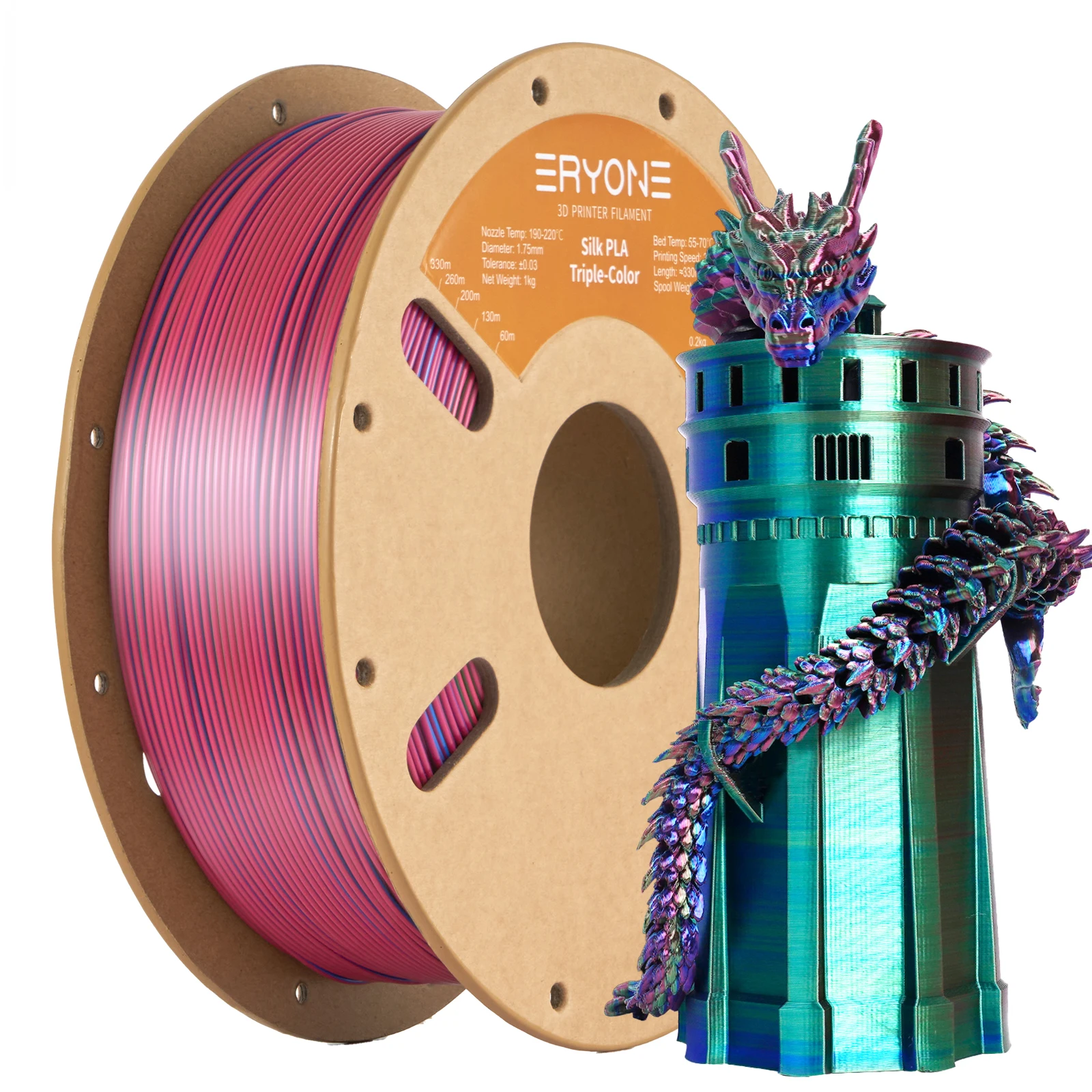 NEU ERYONE 1KG/3KG/10KG Aktion Dreifarbiges Seiden-PLA-Filament für 3D-Druck 1,75mm Filament Hohe Qualität Kostenloser Schnellversand – Detail 10