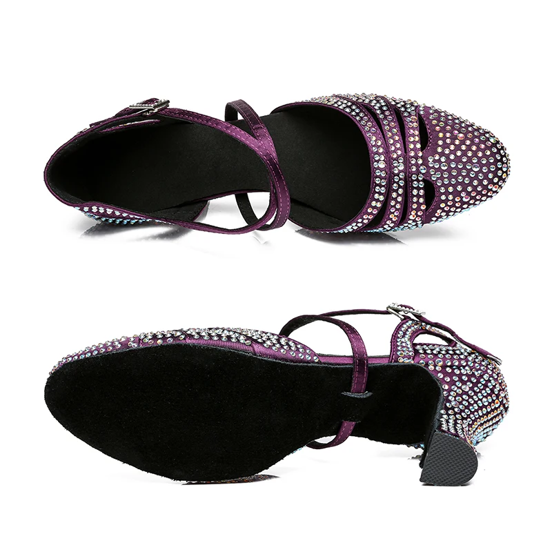 DKZSYIM Women Tango Dance Shoes Closed Toe Dance Shoes High Heel Salsa Ballroom Indoor Modern Latin For Ladies Girls