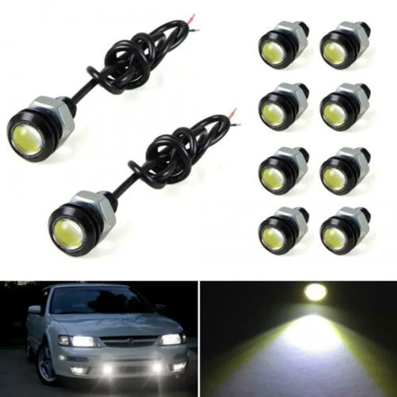 10pcs 18mm Car Eagle Eye LED Light 12V Luzes Diurnas DRL Auto Estacionamento Singal Lapms Para Motocicleta Carro