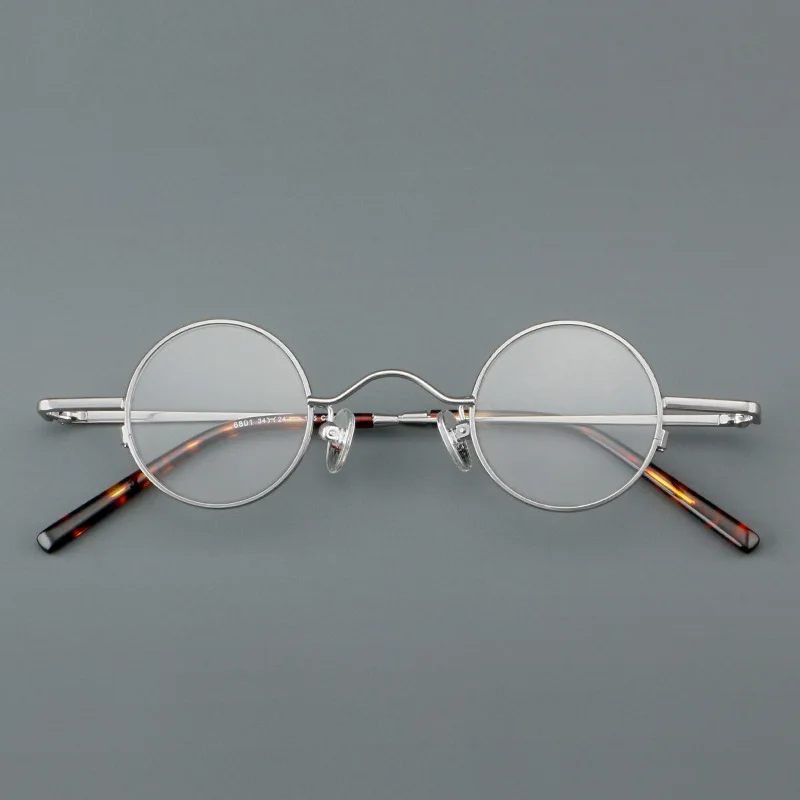 KLAR Ultraleichte Titanbrille, modisch, Retro, runde Brille, kleine Größe, Hyperopie, Myopie, optischer Rezeptrahmen, Unisex – Detail 5