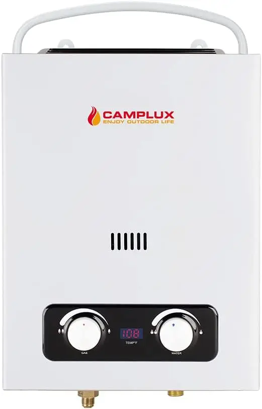 Portable Water Heater 1.5 GPM Tankless Gas Water Heater Outdoor Camping Propane Shower White