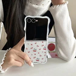 Korean Cherry Fruit Phone Case with Lanyard and Wave Design - Galaxy Z Flip5 (Case)