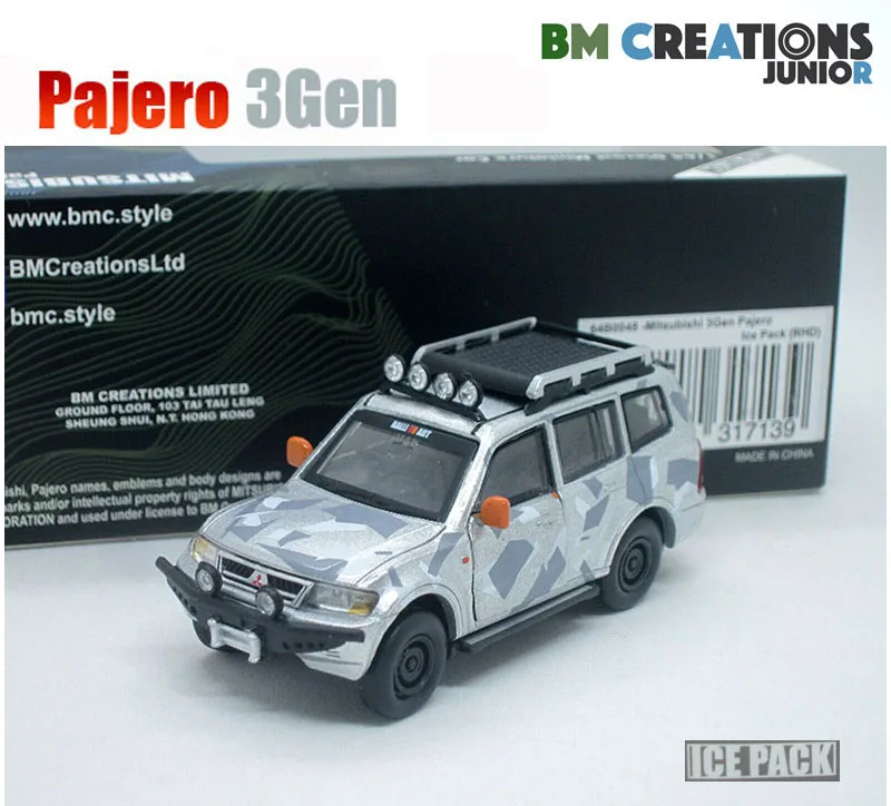 NEW 1/64 Scale Pajjero 3Gen Ice Pack Simulation Miniature Car by BM Creations JUNIOR 3 inches Diecast toys For Collection Gift