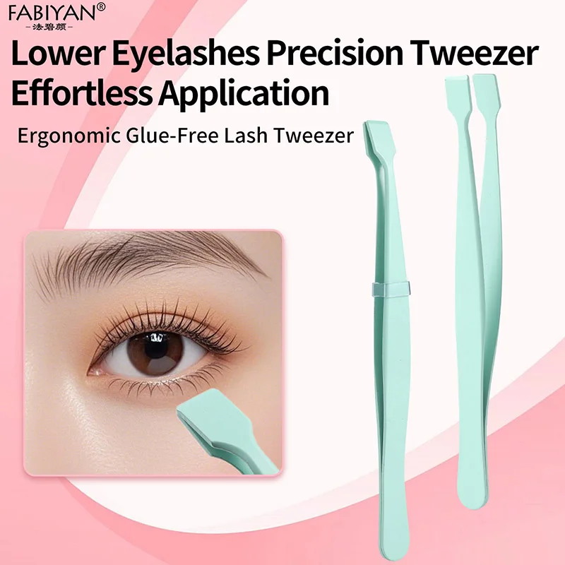 Stainless Steel Flat Clamp Head Eyelash Extensions Tweezers False Eyelashes Extension Clip High Precision Tweezers Makeup Tools