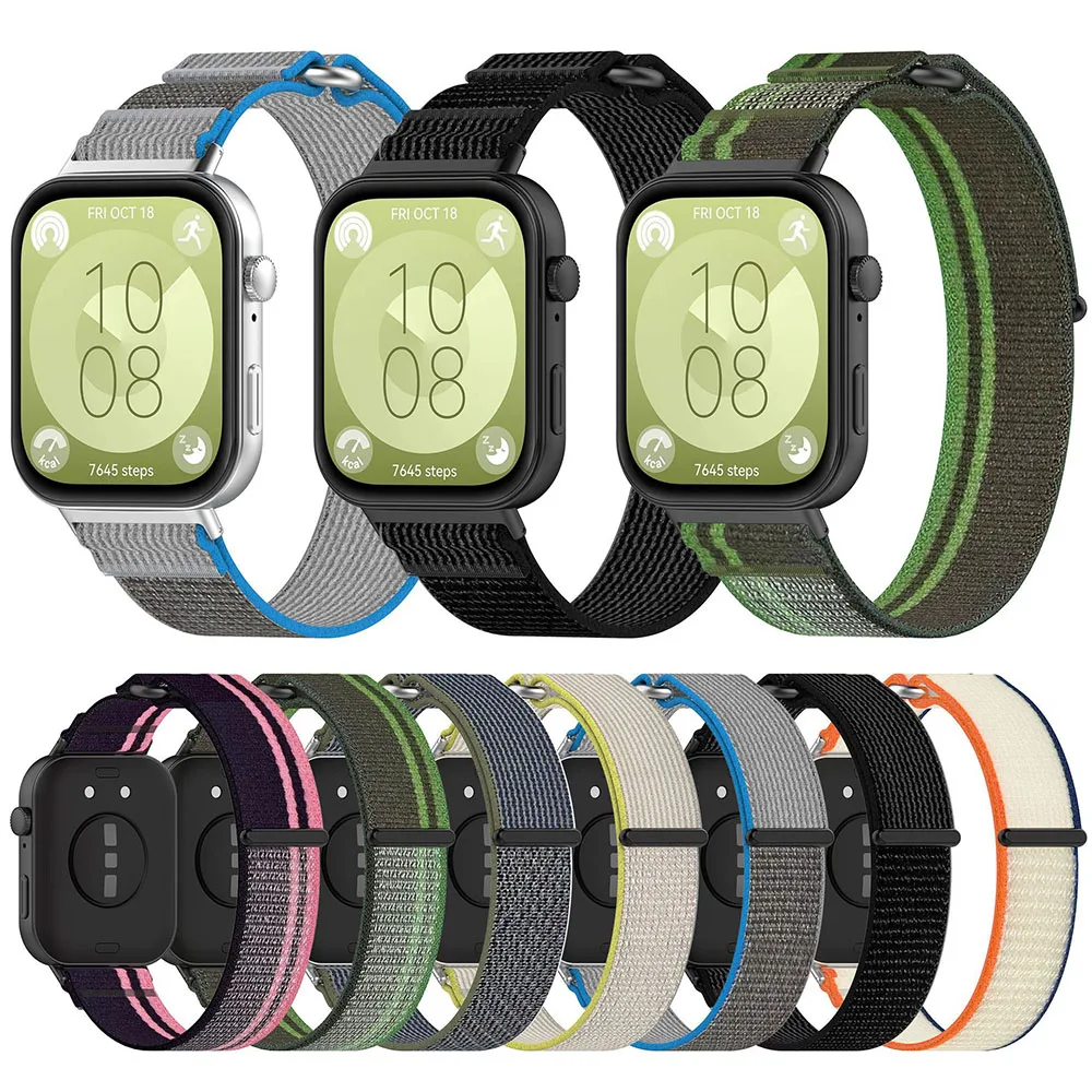 

Спортивный браслет с нейлоновой петлей шириной 24 мм для HUAWE Watch Fit 3, модный ремешок на клейкой основе для HUAWE Fit 3
