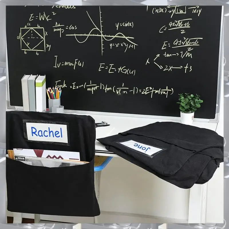 A84K-6Pcs Chair Storage Pocket Chair Bag Pockets For Classrooms Student Pockets Organizer With Name Tag