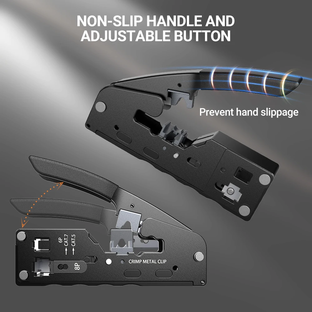 Ampcom Rj45 Crimper Cat7 Ferramenta de Crimpagem para Passagem Rj11 rj 45 Conector Cat6 Cat5e Plugues Modulares com Cortador de Stripper de Fio - Imagem 5