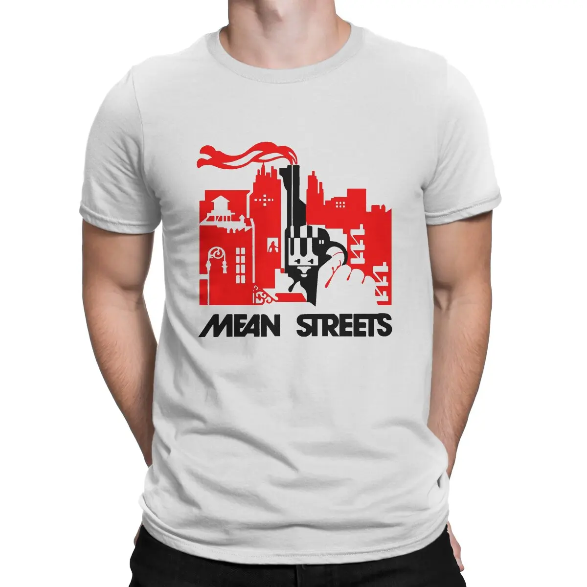 

Humorous Sign T-Shirt Men Crewneck Cotton T Shirt Mean Streets Short Sleeve Tee Shirt Graphic Printed Tops