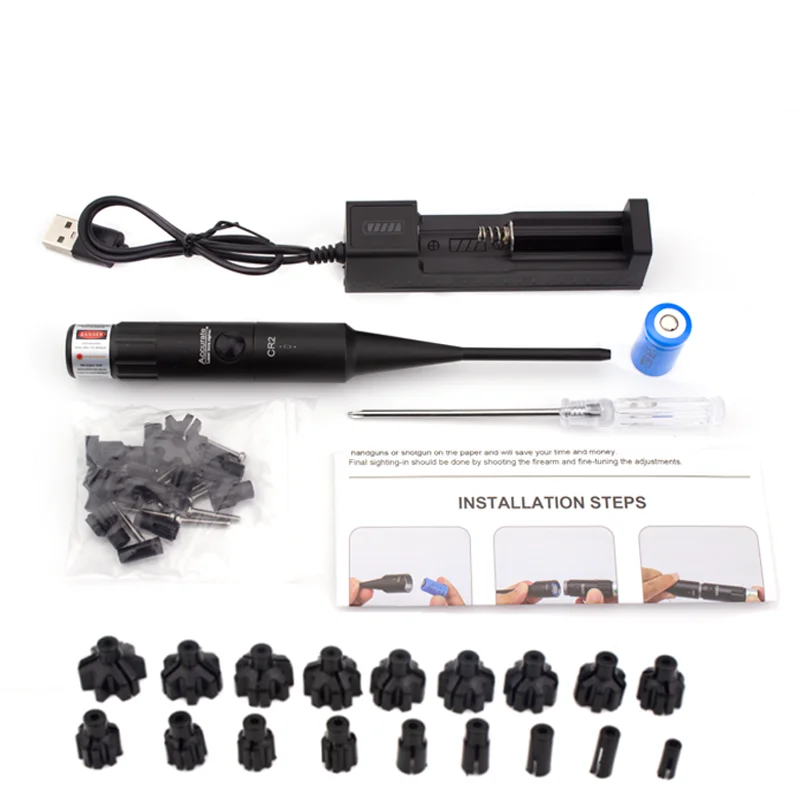 Laser Bore Sight Kit Red Green Laser fit 0.17 to 12GA Caliber Boresighter Big Press Switch Hunting Boresight Rifle