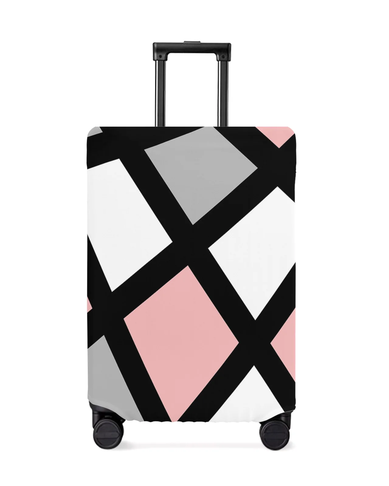 pink-black-grey-geometric-square-luggage-cover-stretch-suitcase-protector-baggage-dust-cover-for-18-32-inch-travel-suitcase-case