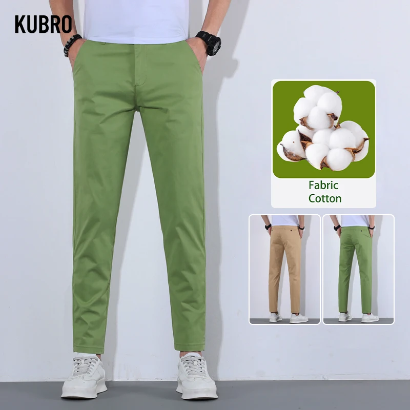 

KUBRO Men's Pants Summer Casual Pant Men's Clothing High Quality Korean Street Wear Thin Pants 9 Colors Cotton pantalones hombre