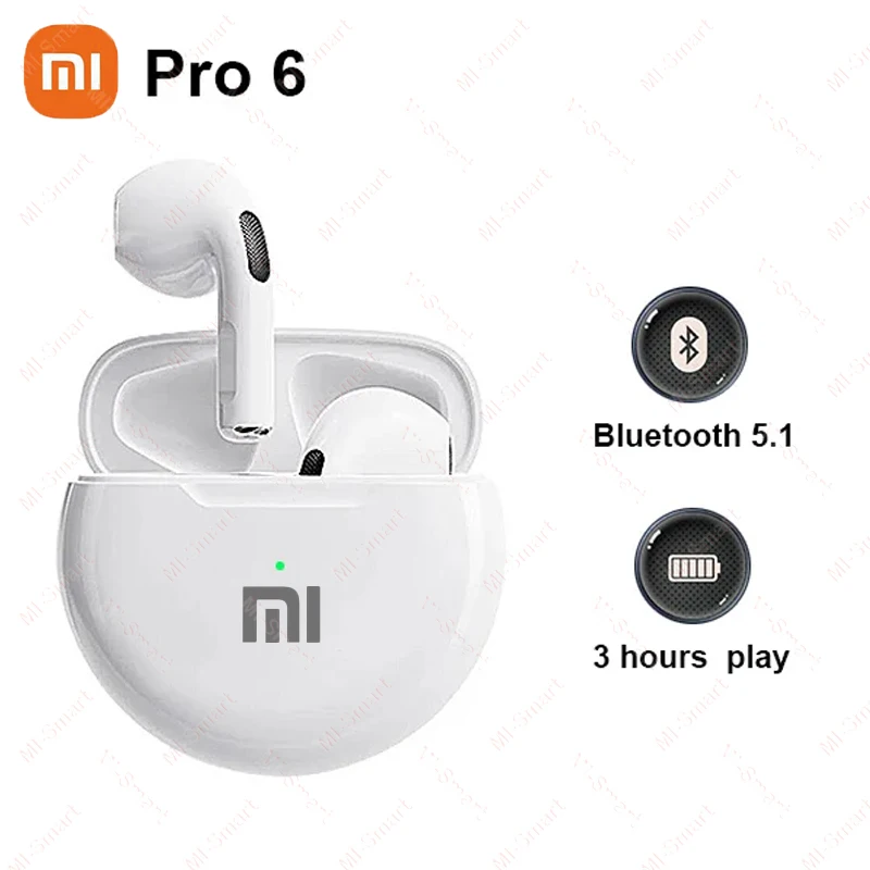 Xiaomi Pro6 True Wireless Headphone Bluetooth 5.2 Earphones TWS Gaming Stereo Noise Reduction Heavy Bass Mini in-ear Earbuds