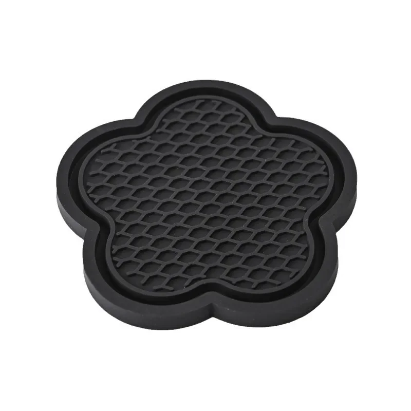 Car Cup Coaster Flower Shaped Silicone Waterproof Non-Slip Sift-Proof Spill Saucer Auto Interior Anti-skid Cup Holders 2PCS cup holder coasters car coaster pads