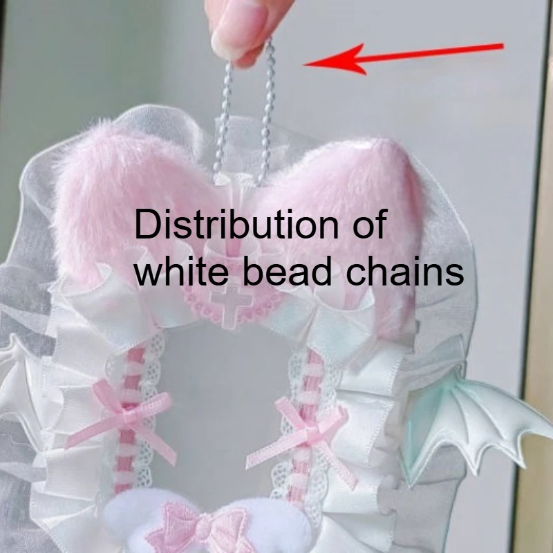 Doux bricolage porte-carte en peluche avec ruban Anime dentelle Photocard étui Lolita idole affichage Photo protecteur étui carte