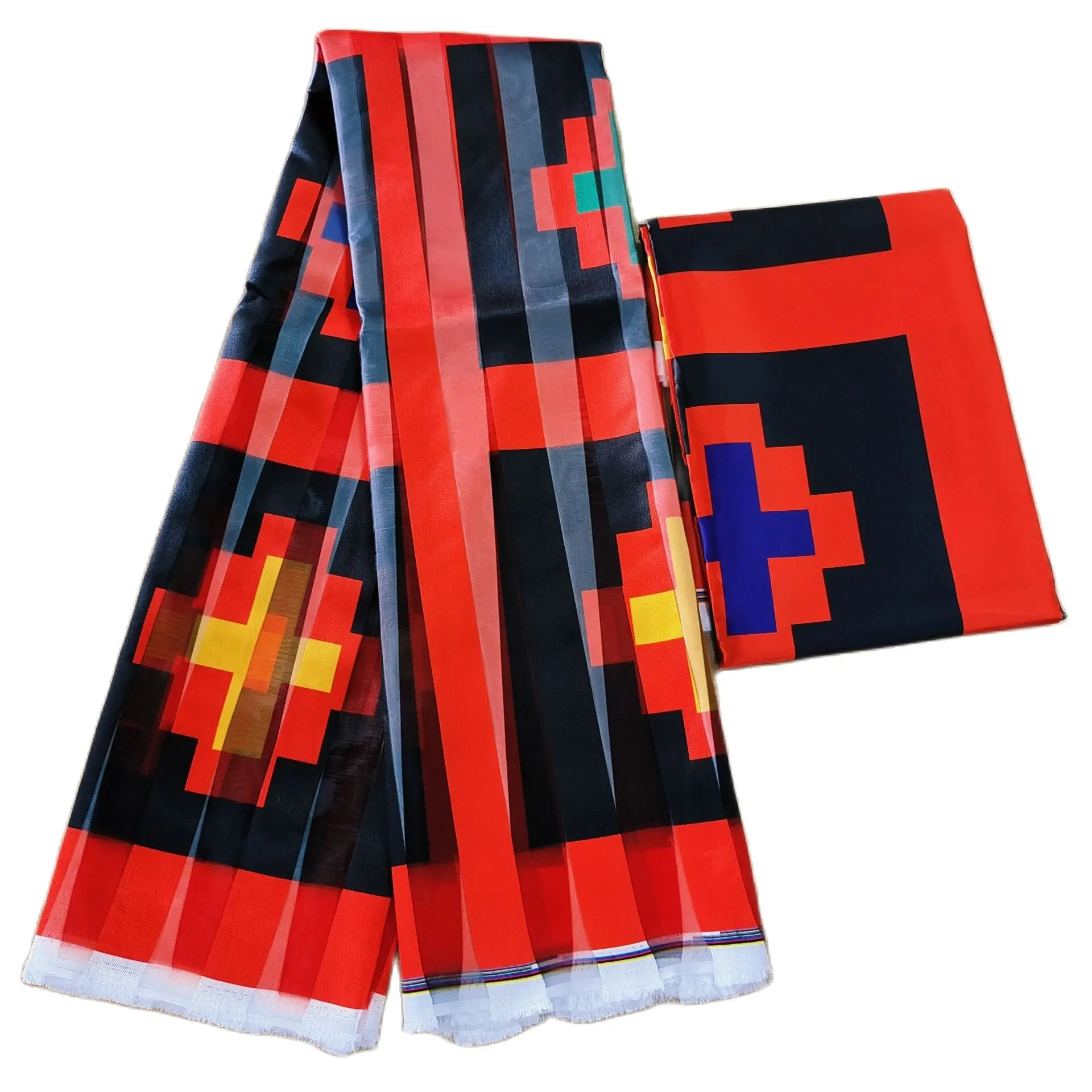 

2023new шелковая вощеная ткань из органзы высокого качества 3 + 3 ярда для швейных материалов для платья Африканский шелк анкарская ткань.