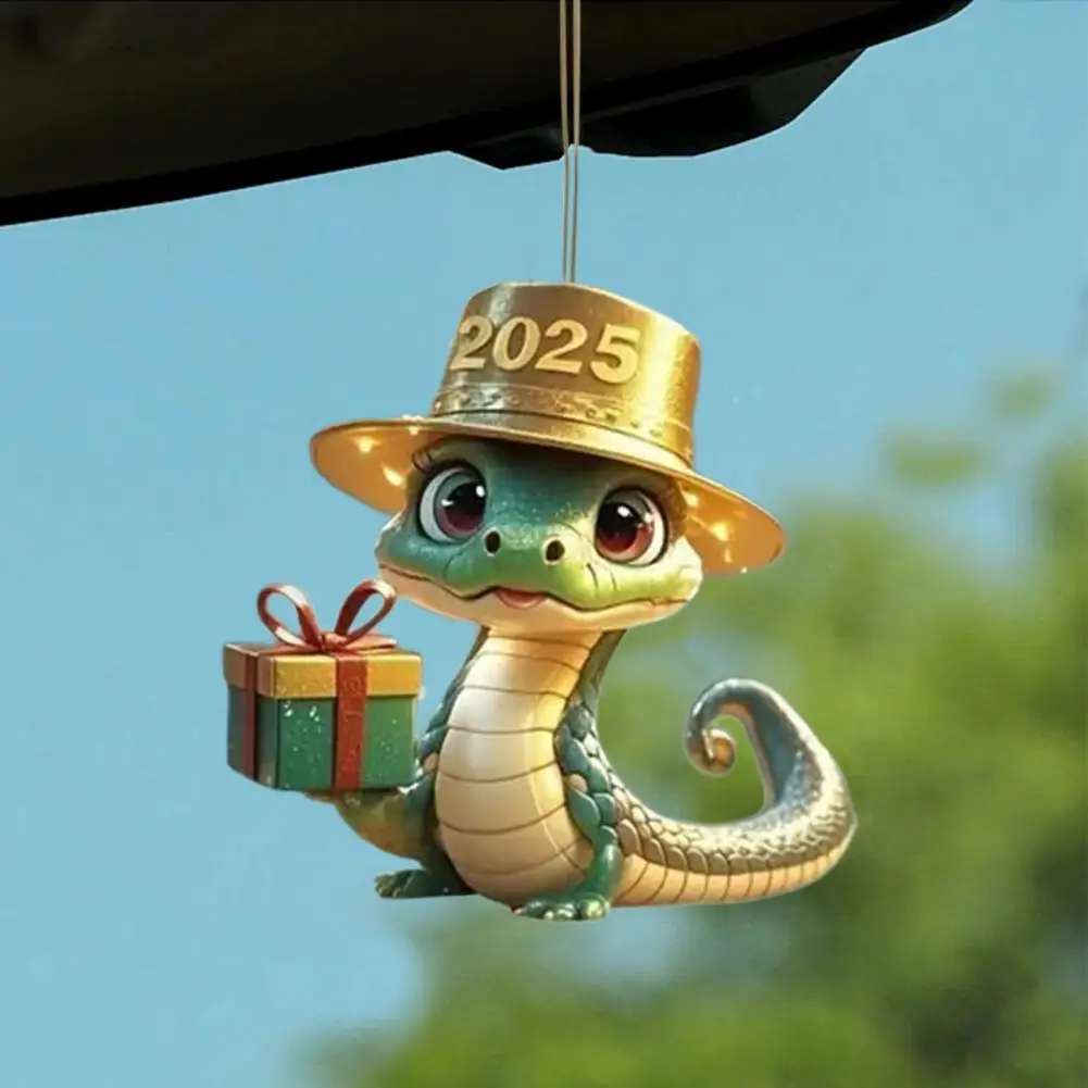 Acrylic snake shape christmas tree ornament car snake pendant festive lanyard new year ornament