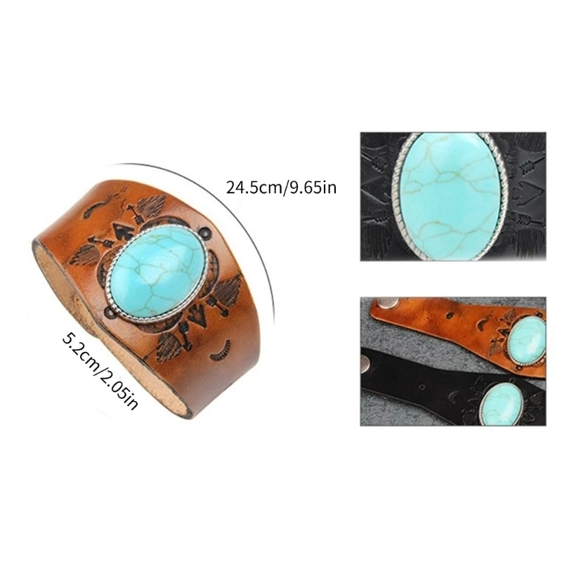 Medieval Wrist Guard Turquoise Embossing Wristband Men Retro Leather Wide Bracer Arm Armor Cuff Gauntlet Leather Wrist Protector