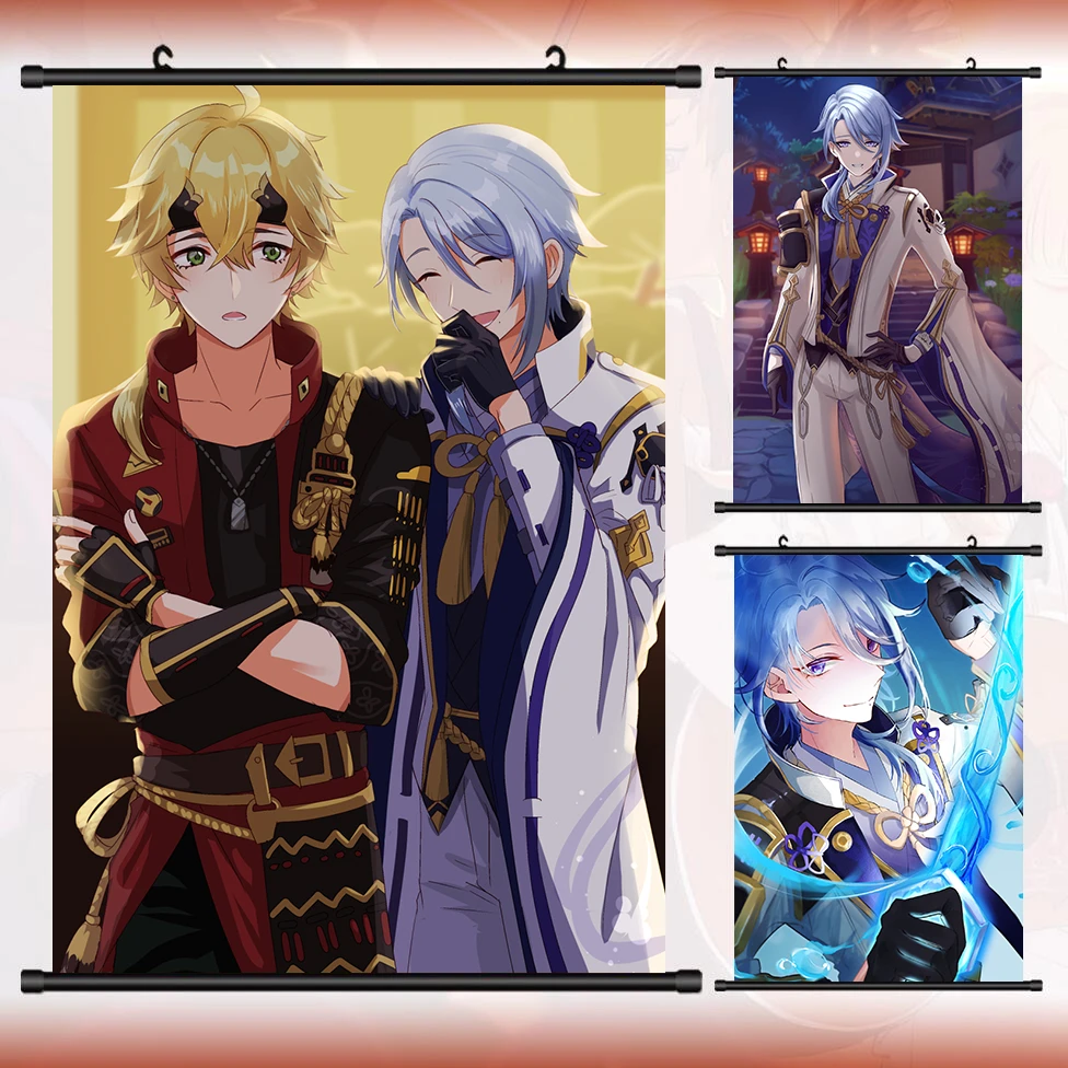 Game Anime Genshin Impact Kamisato Ayato Thoma Wall Scroll Roll Painting  Poster Hanging Picture Poster Home Decor Cosplay Gift| | - AliExpress