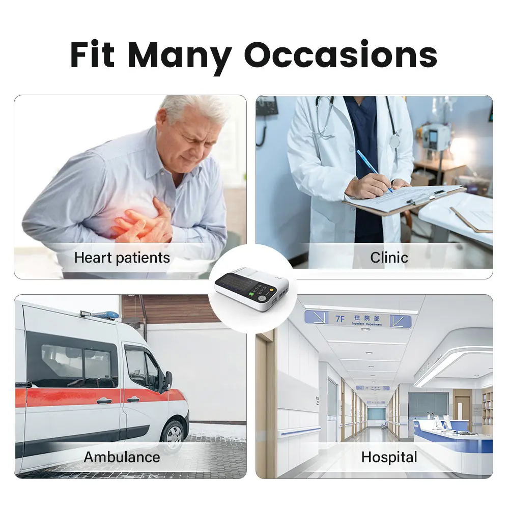 Yongrow Hospital Clinic Portable 6 Channel 12 Lead ECG Electrodes Machines Monitor Production ECG Machine With Thermal Printer