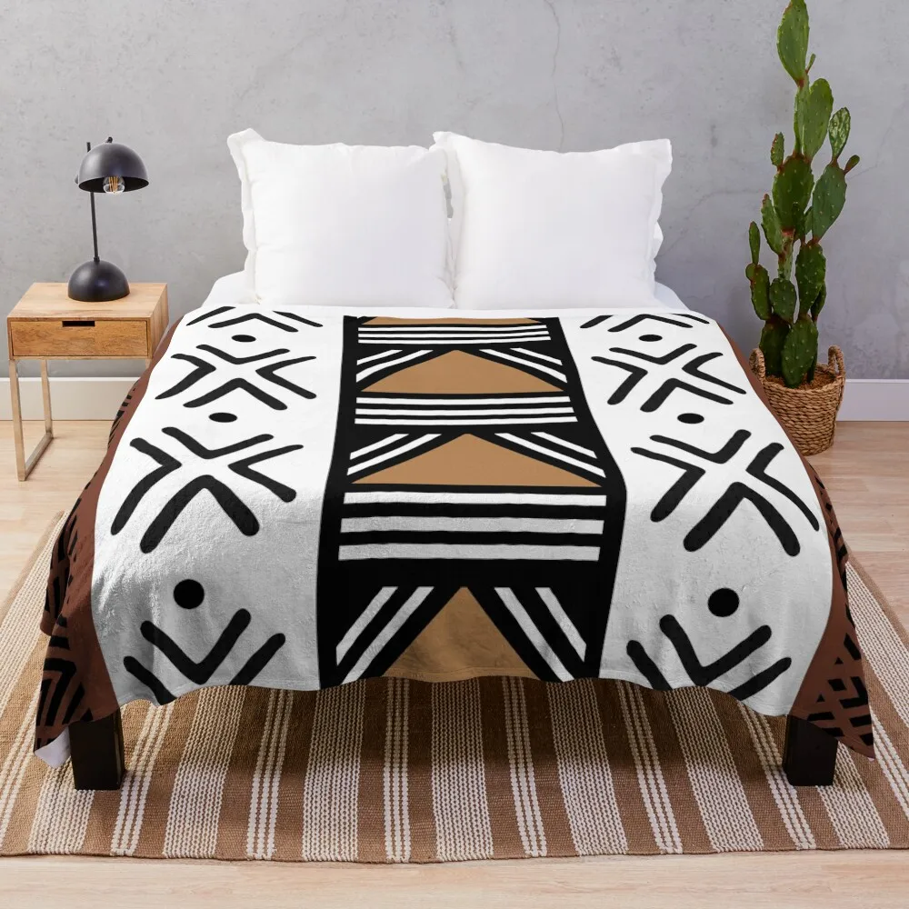 

African Tribal Bogolan Pattern Throw Blanket Furry Blankets Blankets For Bed Cute Blanket Plaid