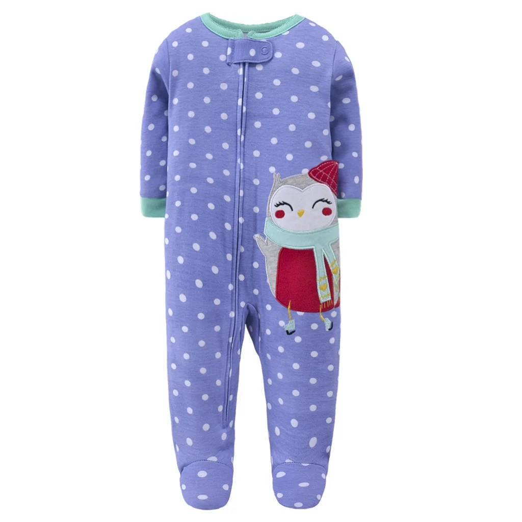 Newborn Baby Boys Girls Footed Sleeper Cotton Zipper Pajamas Baby Rompers 0-12M