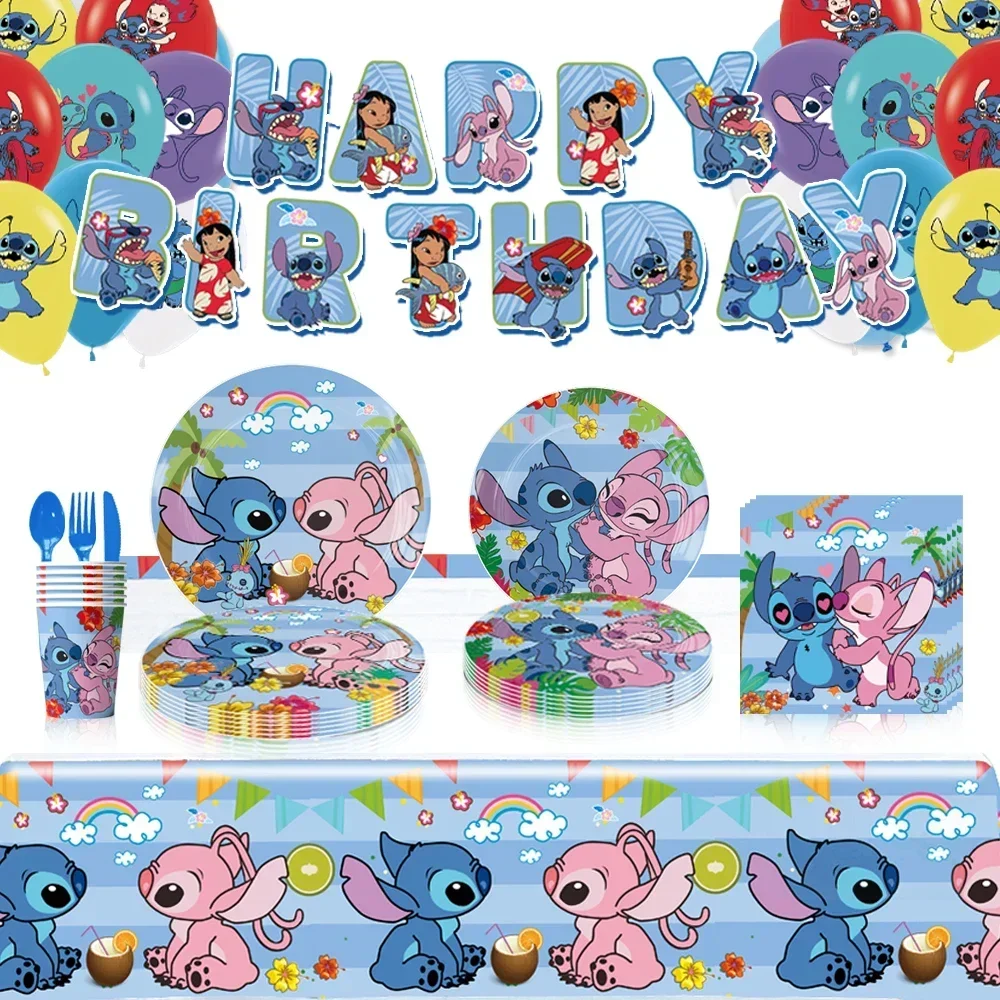 Description Picture 2 of itemIconic Brand Cartoon new Lilo & Stitch Party Dinner banner Balloon Triangle Flag Blowing Dragon Invitation Card Set