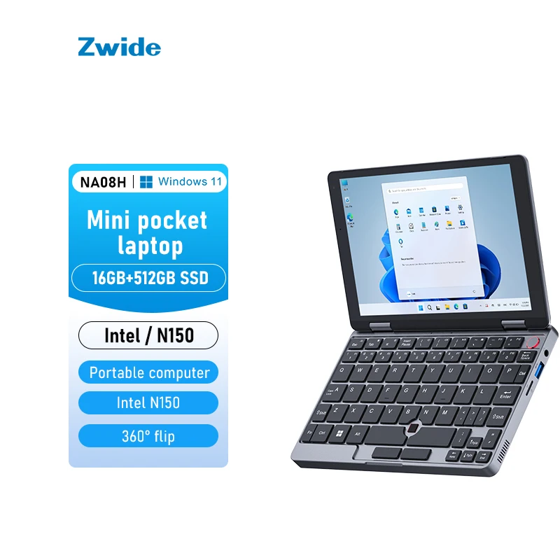 Zwide Mini Laptop 8-inch touch screen two-in-one convenient pocket business trip business office entertainment