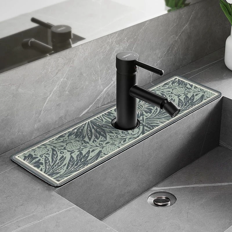 Nappa Skin Faucet Splash Catcher Absorbent Mat Printed Sink Splash Guard Countertop Protector Drying Pads For Kitchen Bathroom