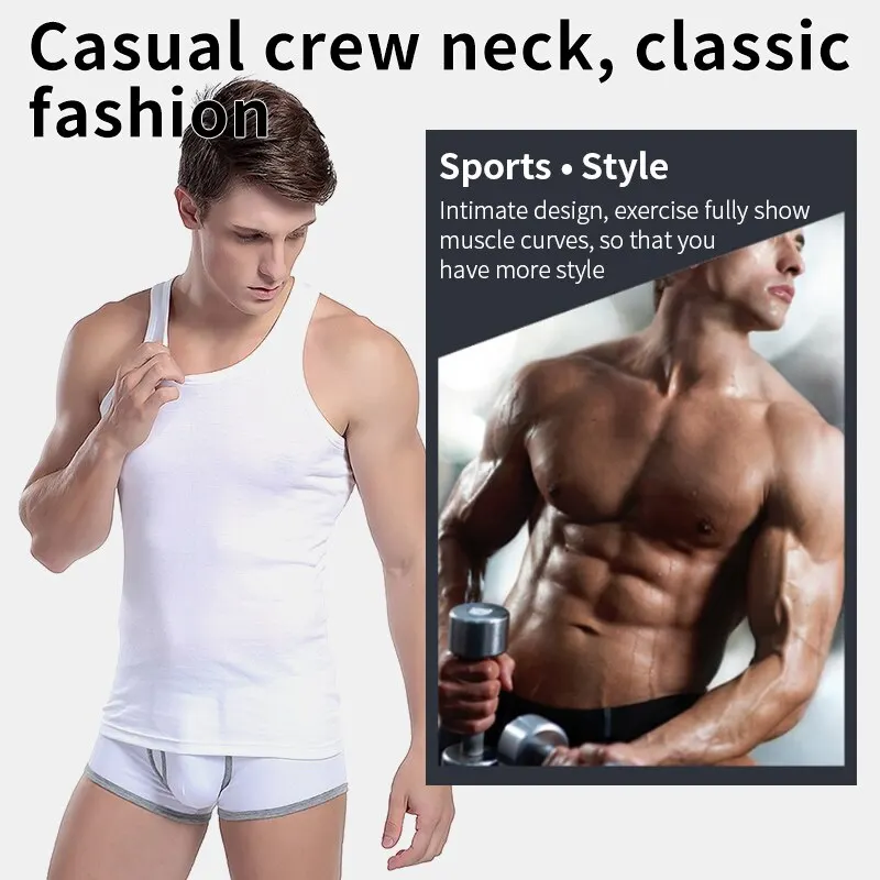 1/3 Pieces Men Pure Cotton Vest Basic Versatile Solid Color Casual Vest Loose Oversized Breathable SportsFitness Sleeveless T