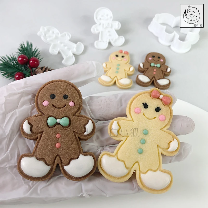 Christmas Party Cute Gingerbread Man Biscuit Mold New Year Family Parent Child Christmas Frosting Cookie Handmade Dessert Tools