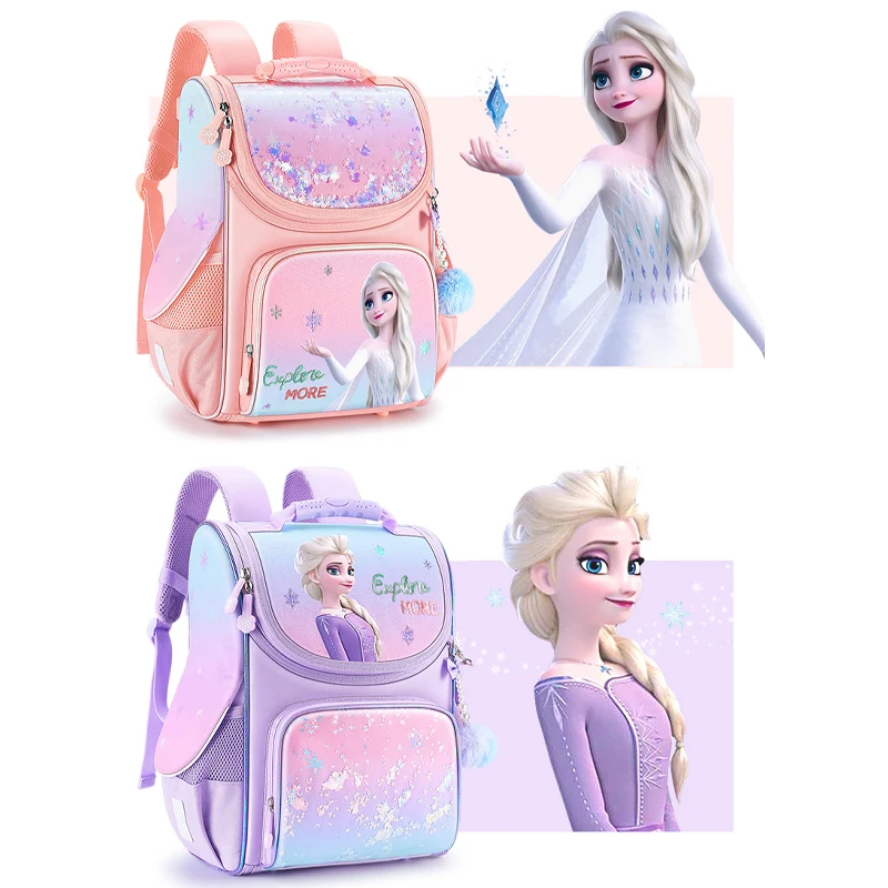 

2024 Frozen Backpack Kawaii Cartoon Elsa Princess Girls Cute Primary Shiny Schoolbag Kindergarten Lighten The Burden Bags