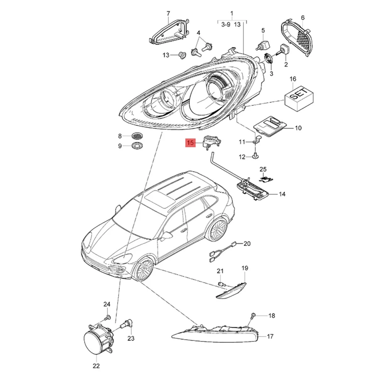 

2Pcs Front Headlight Bracket 95863119400 for Porsche 92A Cayenne 11-18 95863119402 95863119401 Head Light Mount