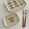 Korean INS Cute Cartoon Breakfast Plate Tray Tabletop Breakfast Snack Storage Tray Household Tableware Photography Props 5