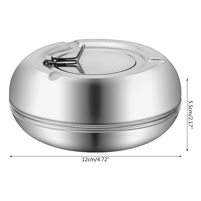 Stainless Steel Ashtray With Lid Detachable Outdoor Cigarettes Tray For Home Bedroom Office